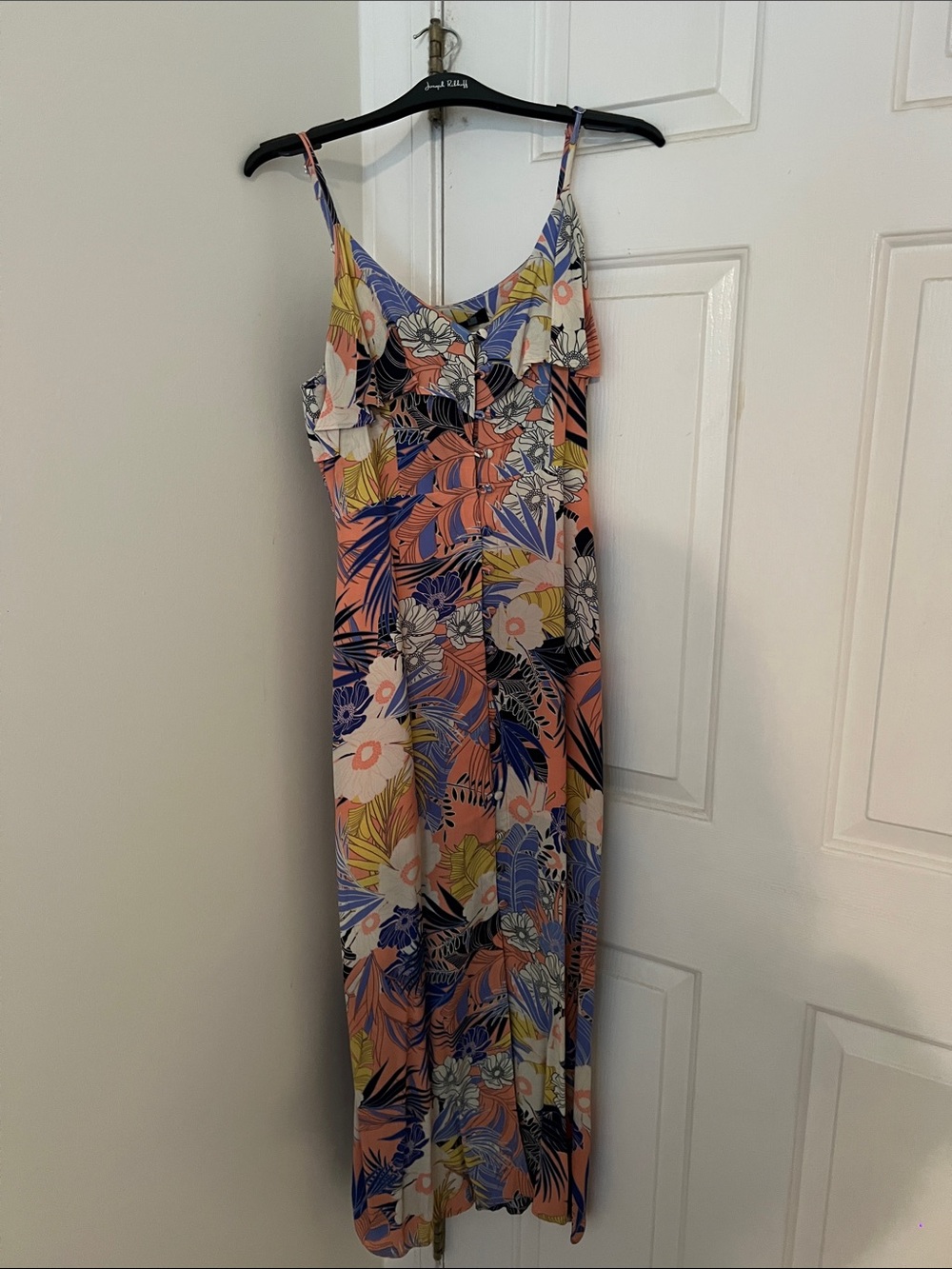 Sanctuary Tropical Floral Ruffle Maxi Dress - Coral, Blue, Yellow, Cream